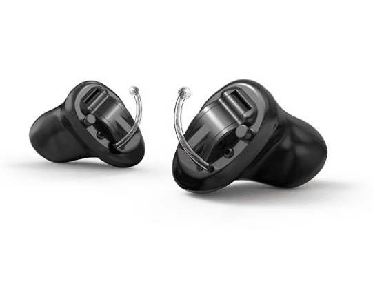 Starkey Evolv AI CIC hearing aids with Bluetooth antenna