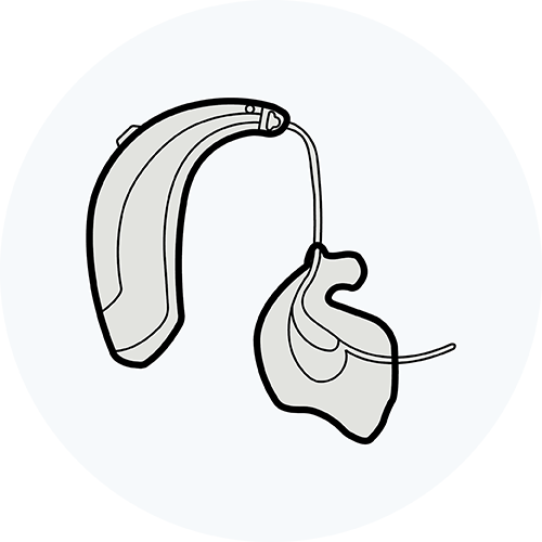 Graphic Image of a behind-the-ear hearing aid