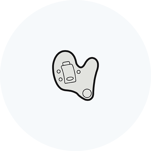 Graphic image of an in-the-ear hearing aid