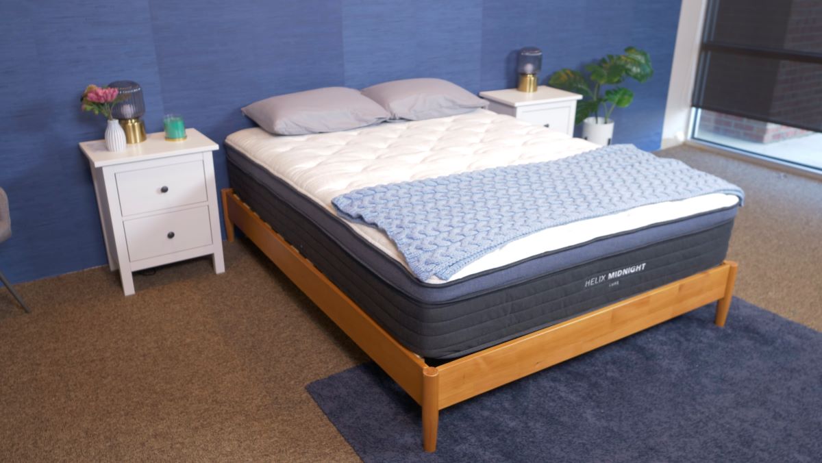 Queen size Helix Midnight Luxe mattress in a room