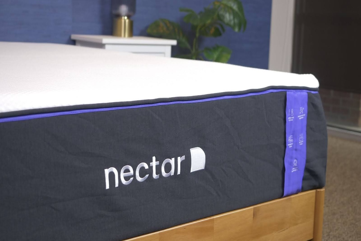 The Nectar Premier sits on a wooden frame in our testing studio.