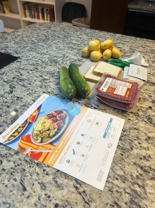 Recipe card and ingredients for Sweet ‘n Tangy Cherry Meatballs