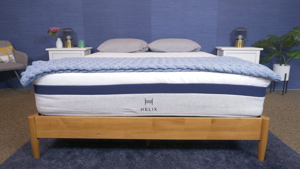 The Helix Midnight is a hybrid mattress featuring a structured support layer and a plush comfort layer.